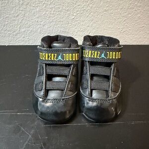 Jordan Black Baby Sneakers with Yellow Accents